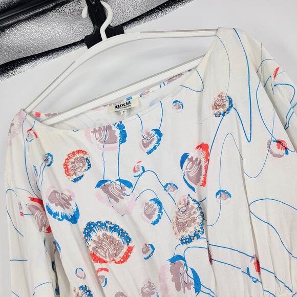 Mochi Sheryn Dress White Embroidered Balloon Sleeve Ruffle Hi-Low Mini Size S - Picture 6 of 10